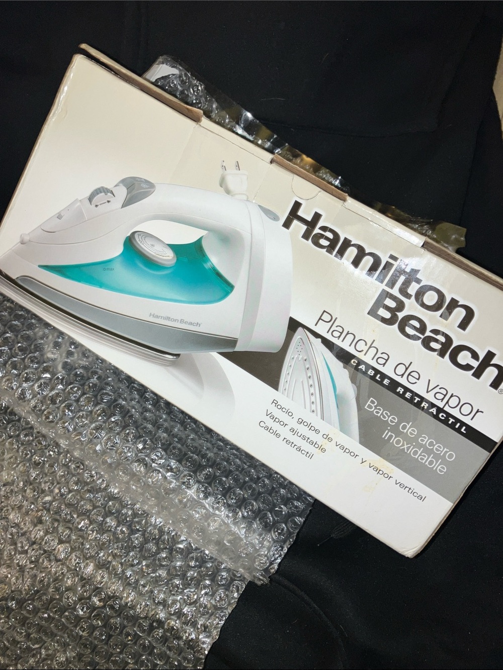 Hamilton Beach White and Teal Steam Iron - Retractable Cord